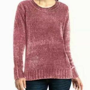 Orvis Chenille Wine Blush Pink Soft Crewneck Sweater Small